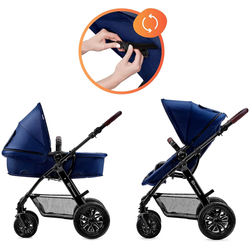 Kinderkraft MOOV 3 in 1 Stroller, Cane Stroller, Trio, Baby Stroller, Baby Pram, With Car Seat, Accessories, Universal Adapters, Carrycot, Big Wheels, 25kg,