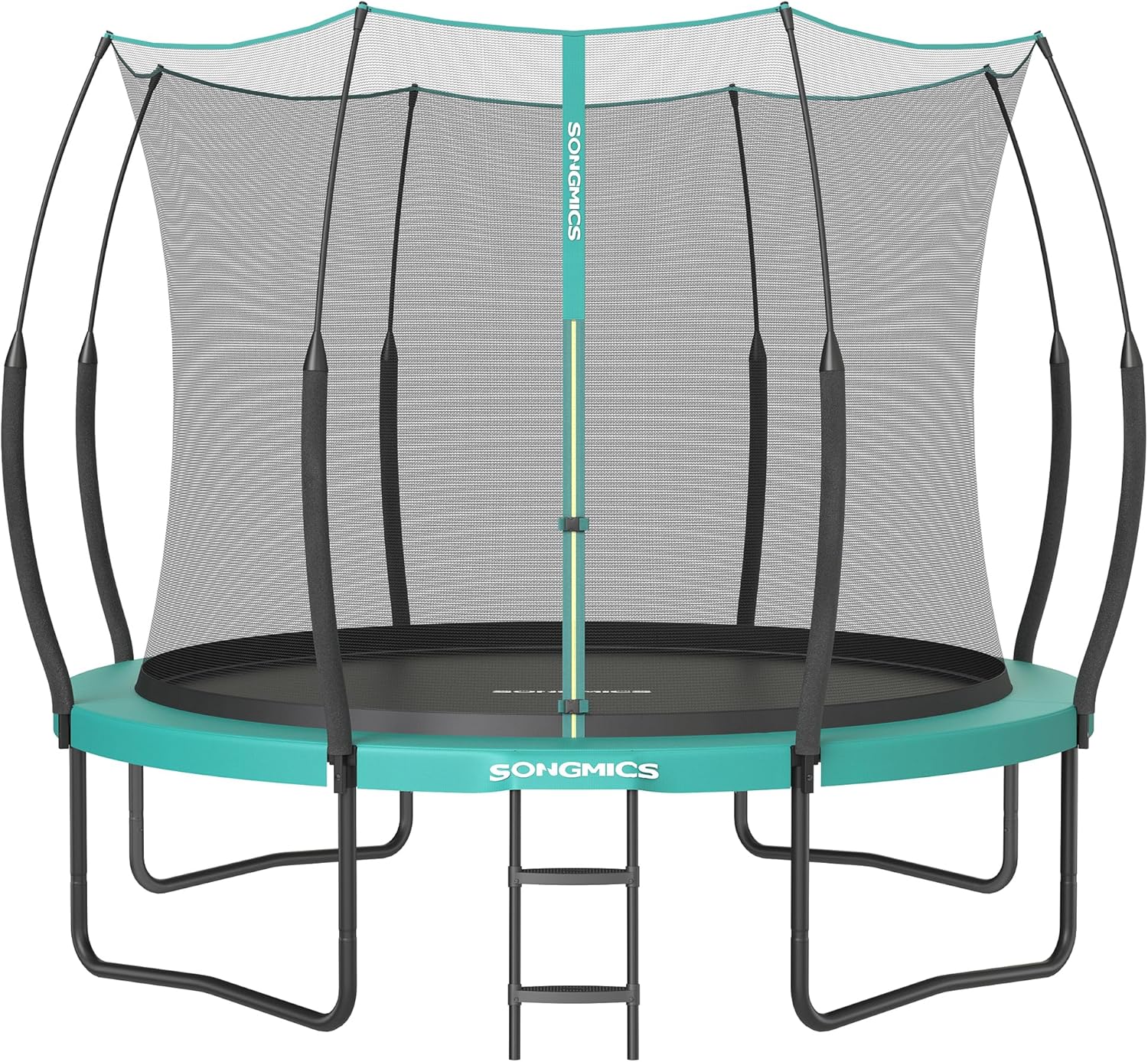 SONGMICS Federloses Trampolin Ø 244 cm. Trampolin Outdoor für Kinder. elastische Seile. Sicherheitsnetz mit Reißverschluss. Glasfaserstangen. sicher. geräuscharm
