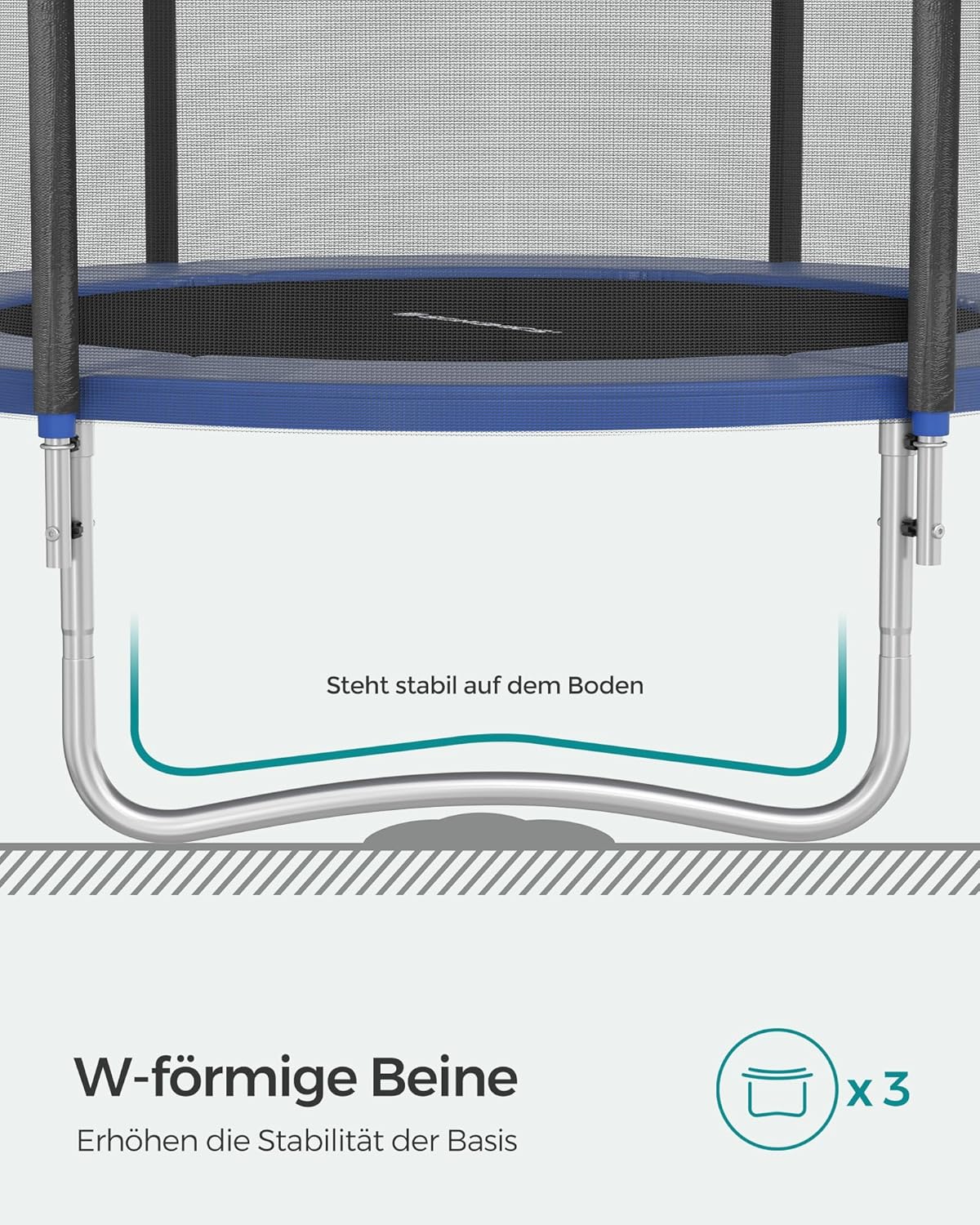 SONGMICS Trampolin Outdoor Ø 183cm. rundes Gartentrampolin mit Randabdeckung. mit Sicherheitsnetz. mit Leiter und gepolsterten Stangen