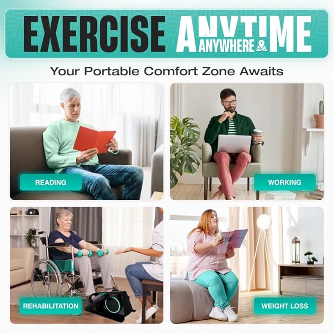 MODVEL Seated Under Desk Elliptical Machine for Home Workout, Mini Elliptical, Desk Bike Pedal Exerciser, Whisper Quiet, Under Desk Pedal Exerciser w/Adjustable Resistance & LCD Display