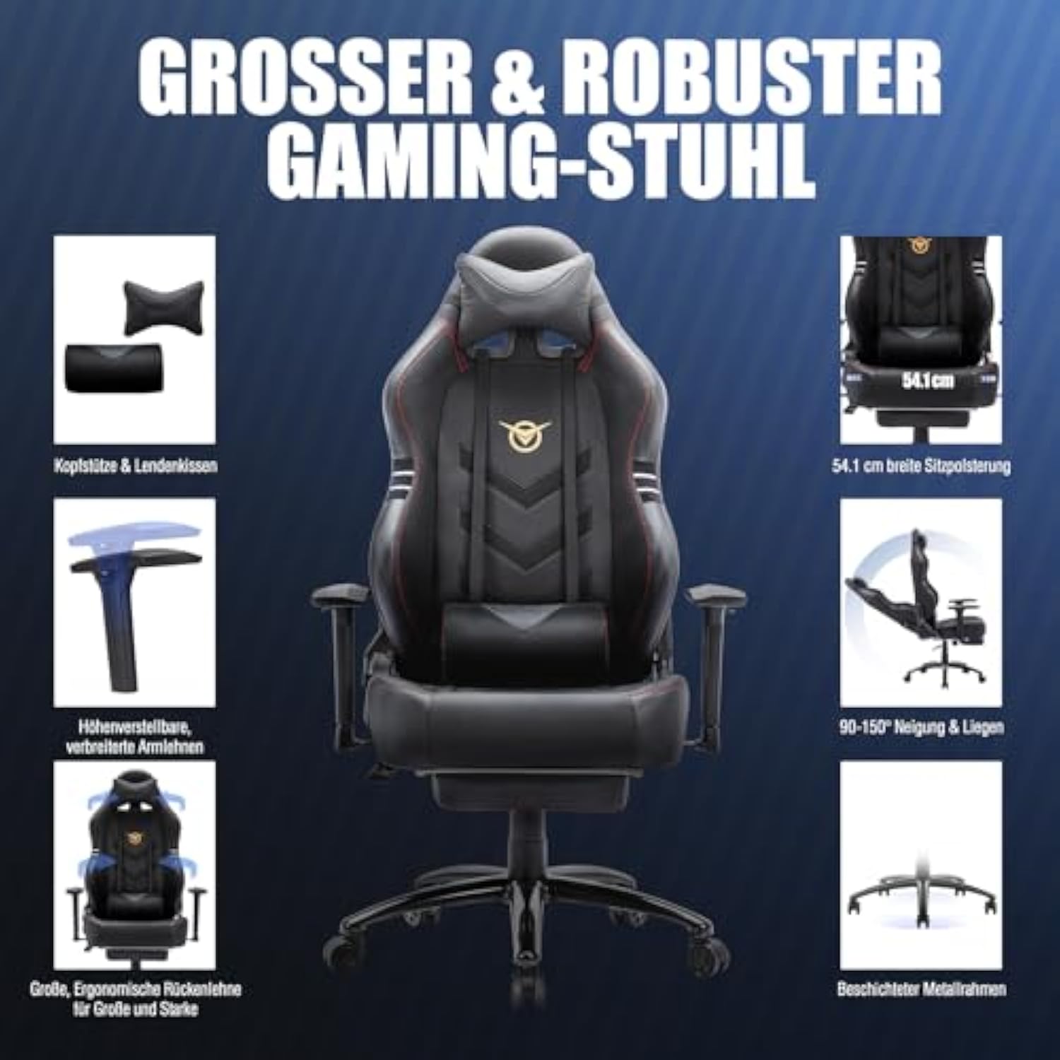 COLAMY Big and Tall Gaming Chair 350lbs-Racing Style Computer Gamer Chair