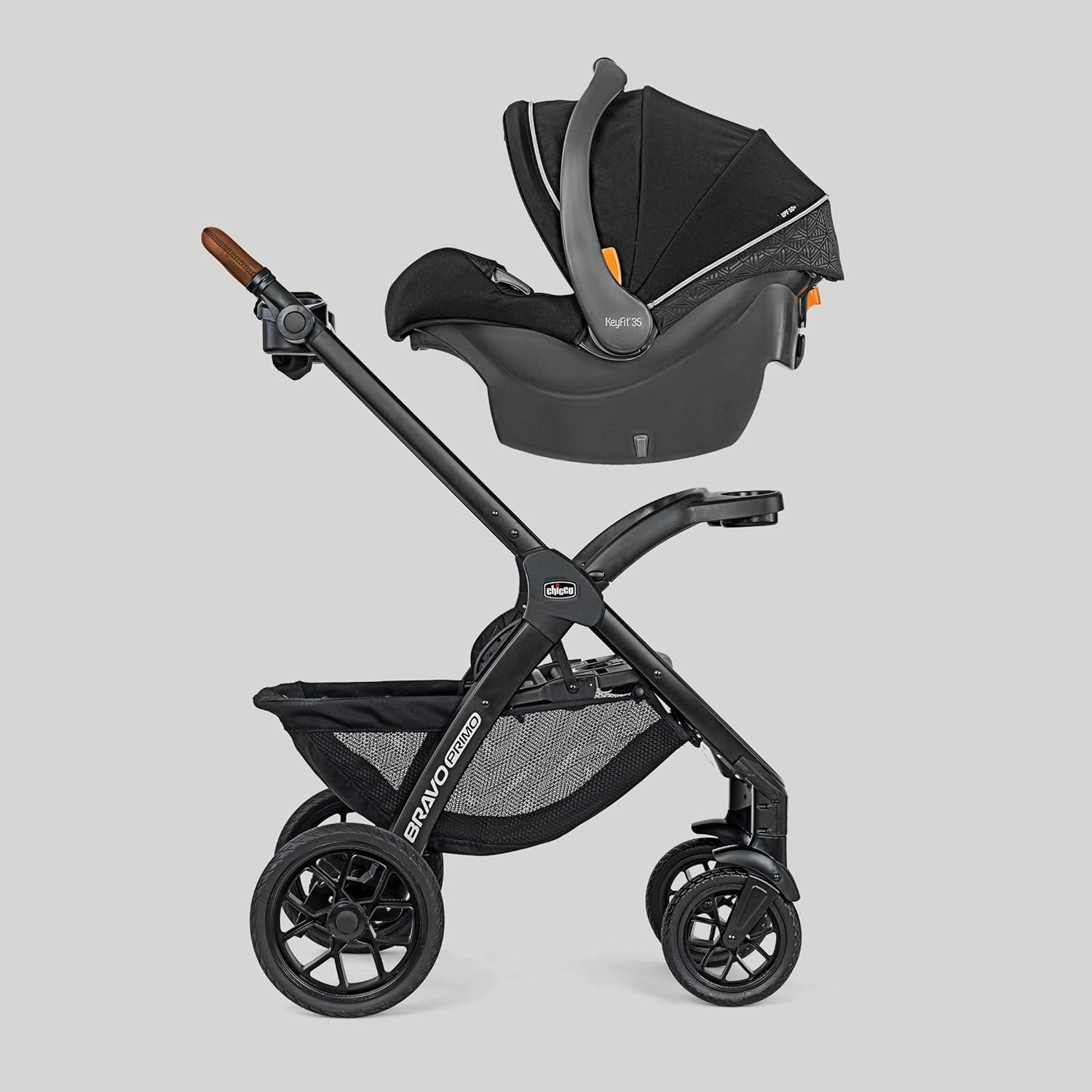 Chicco Bravo Primo Trio Travel System, Quick-Fold Stroller with Chicco KeyFit 35 Zip Extended-Use Infant Car Seat and Stroller Combo | Springhill/Black