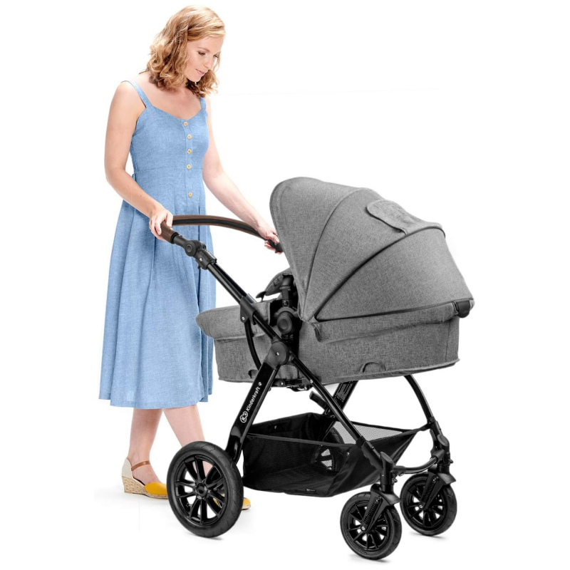 Poussette Kinderkraft Moov + Nacelle + Coque Auto Mink Pro - Grey Melange