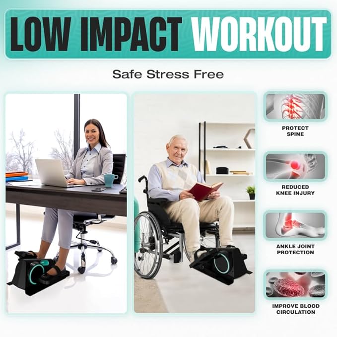 MODVEL Seated Under Desk Elliptical Machine for Home Workout, Mini Elliptical, Desk Bike Pedal Exerciser, Whisper Quiet, Under Desk Pedal Exerciser w/Adjustable Resistance & LCD Display