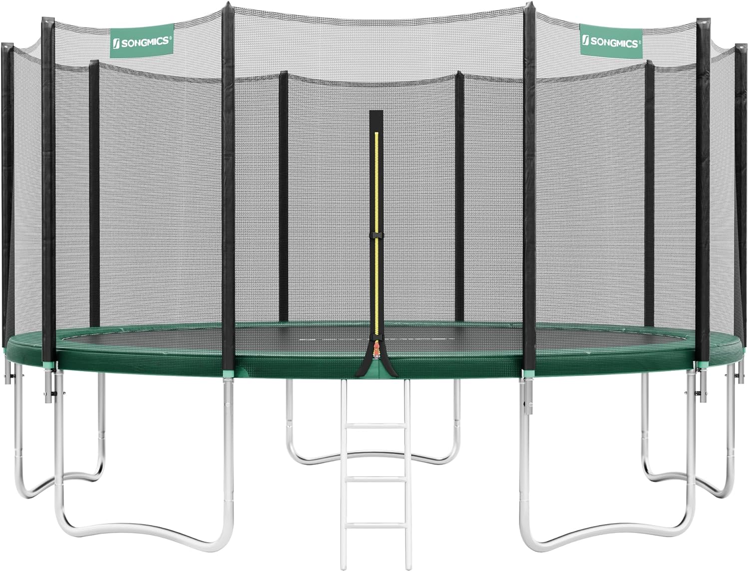 SONGMICS Trampolin Outdoor Ø 427 cm. rundes Gartentrampolin mit Randabdeckung. mit Sicherheitsnetz. mit Leiter und gepolsterten Stangen