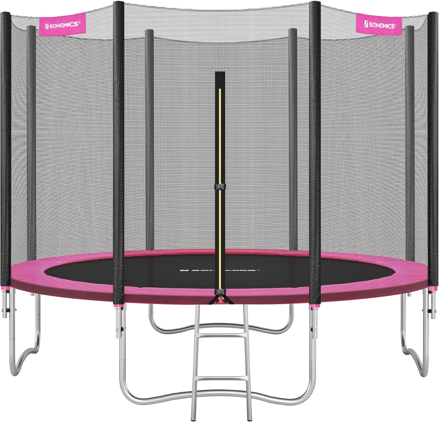 SONGMICS Trampolin Outdoor Ø 366cm. rundes Gartentrampolin mit Randabdeckung. mit Sicherheitsnetz. mit Leiter und gepolsterten Stangen