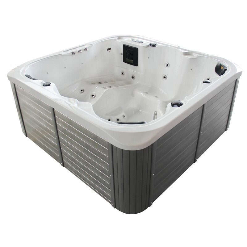 Sol 72 Outdoor Aire 6 - Person 54 - Jet Acrylic Square Hot Tub with Ozonator in Gray