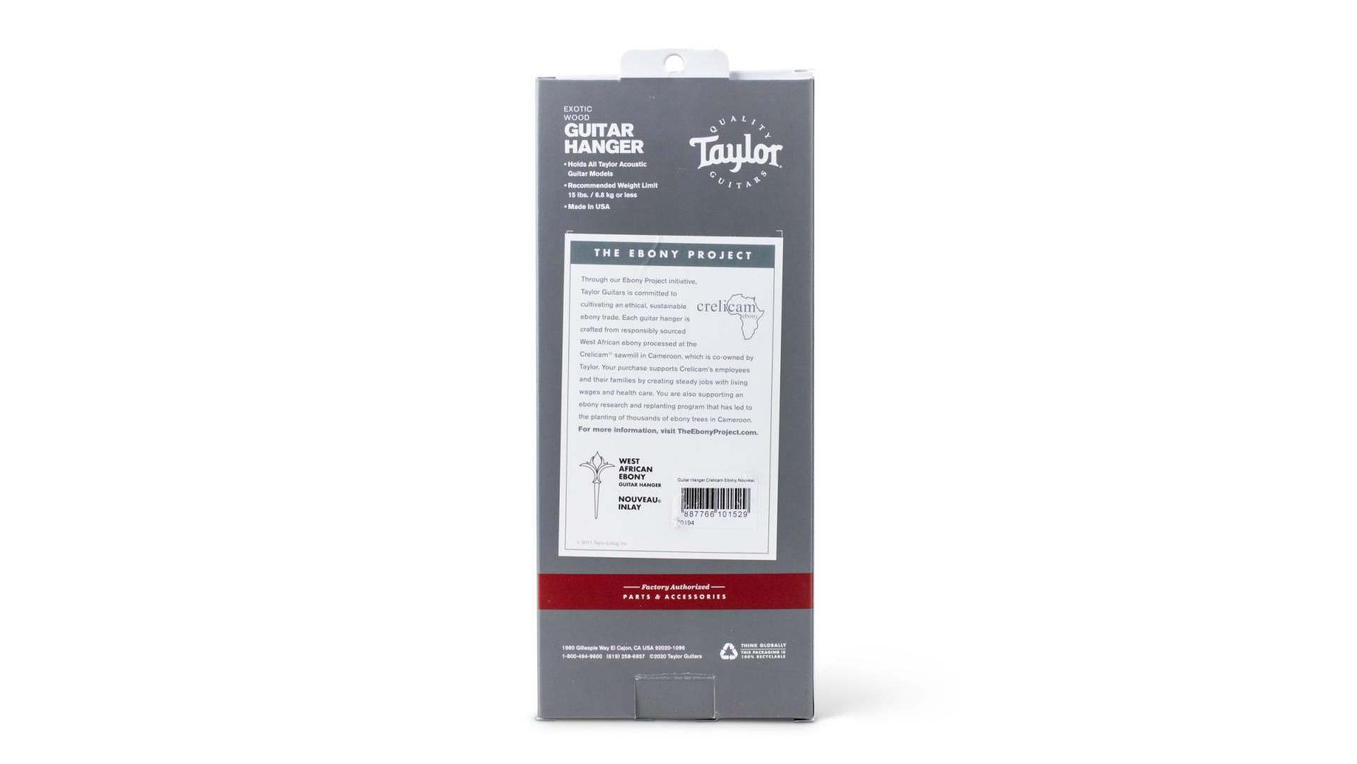 Taylor Nouveau Guitar Hanger - Ebony, Acrylic Inlay