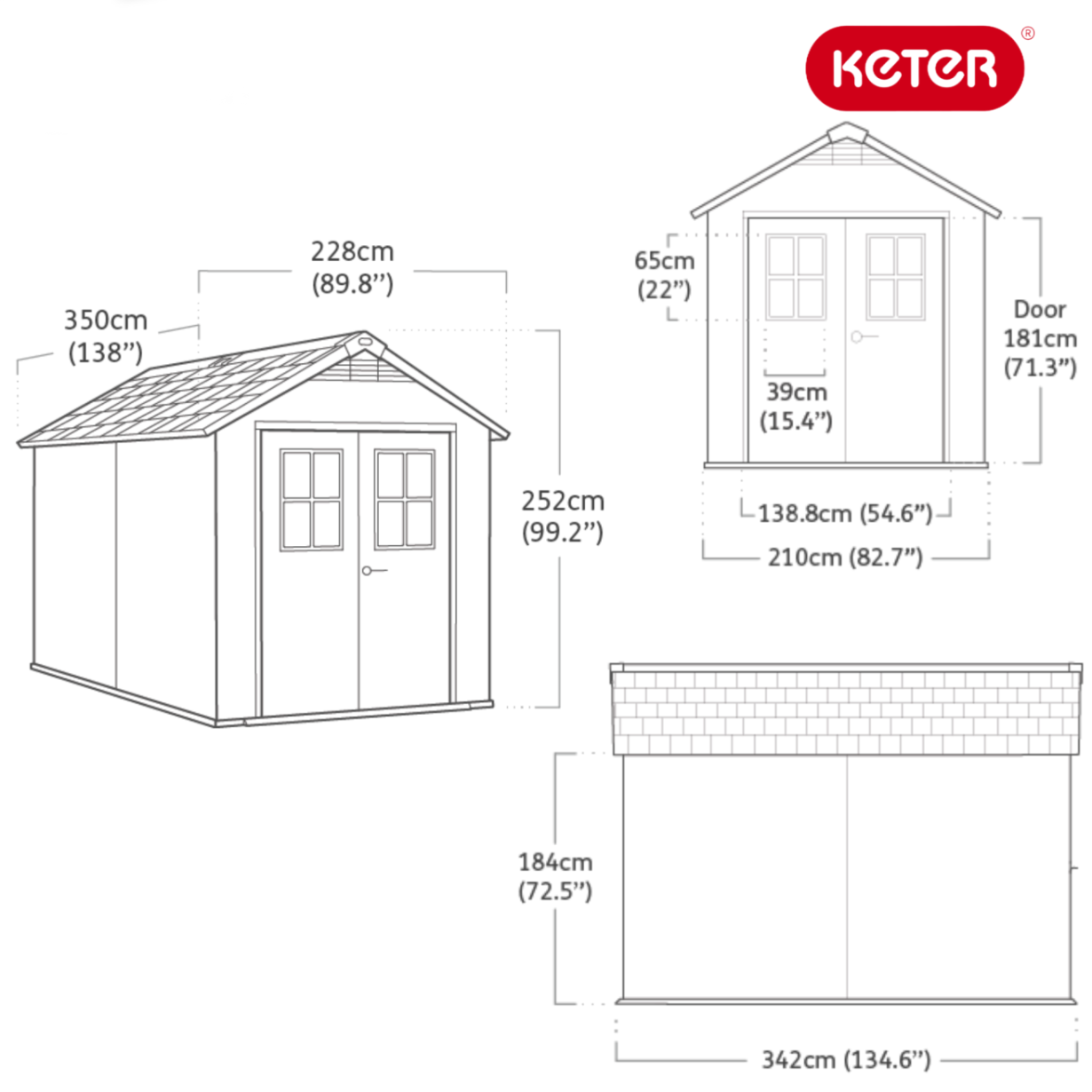 keter Storage Shed Newton 7511 (dimensions 210 x 342 cm)