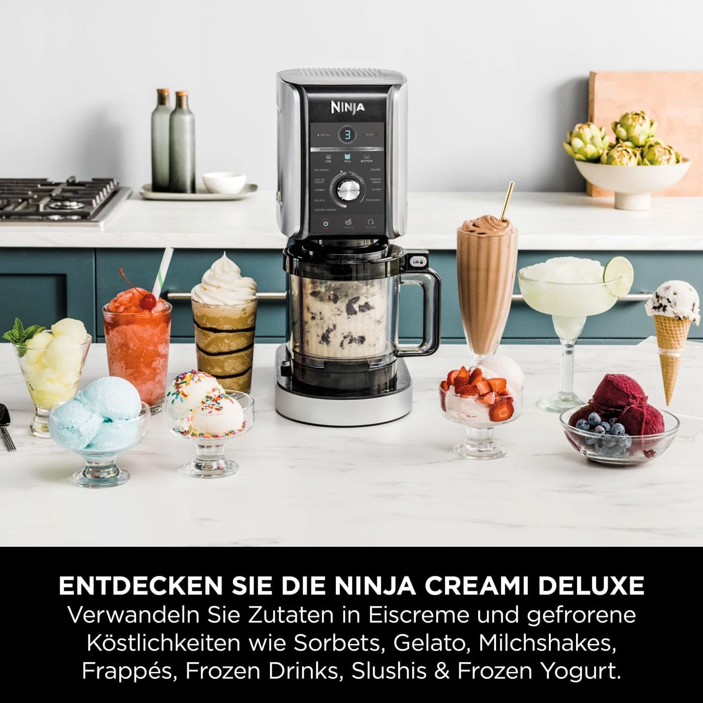 Ninja CREAMi Deluxe Ice Cream Maker with 3 Containers, 10 Functions