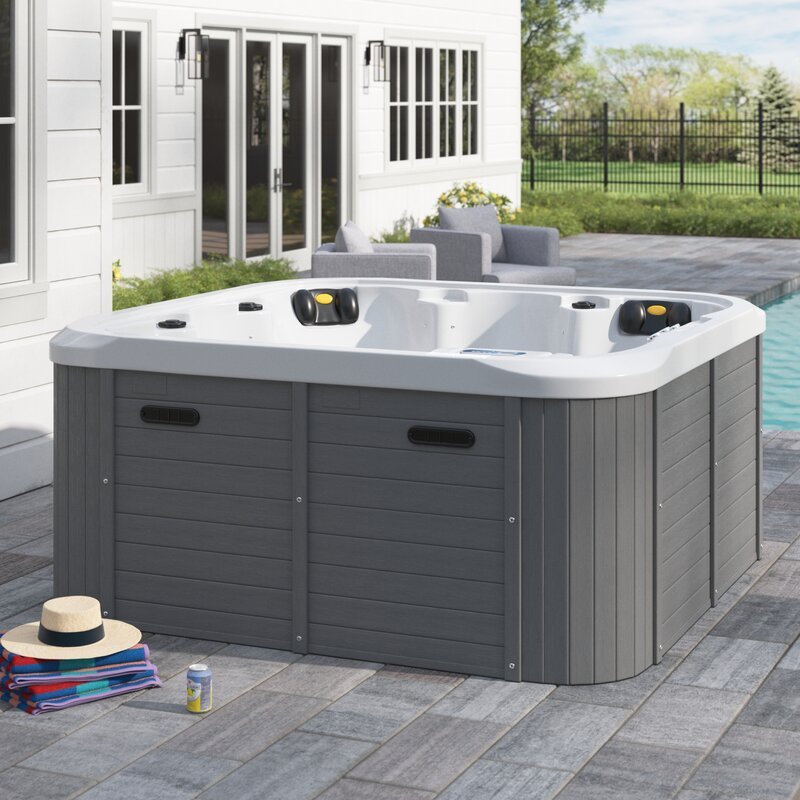 Sol 72 Outdoor Aire 6 - Person 54 - Jet Acrylic Square Hot Tub with Ozonator in Gray