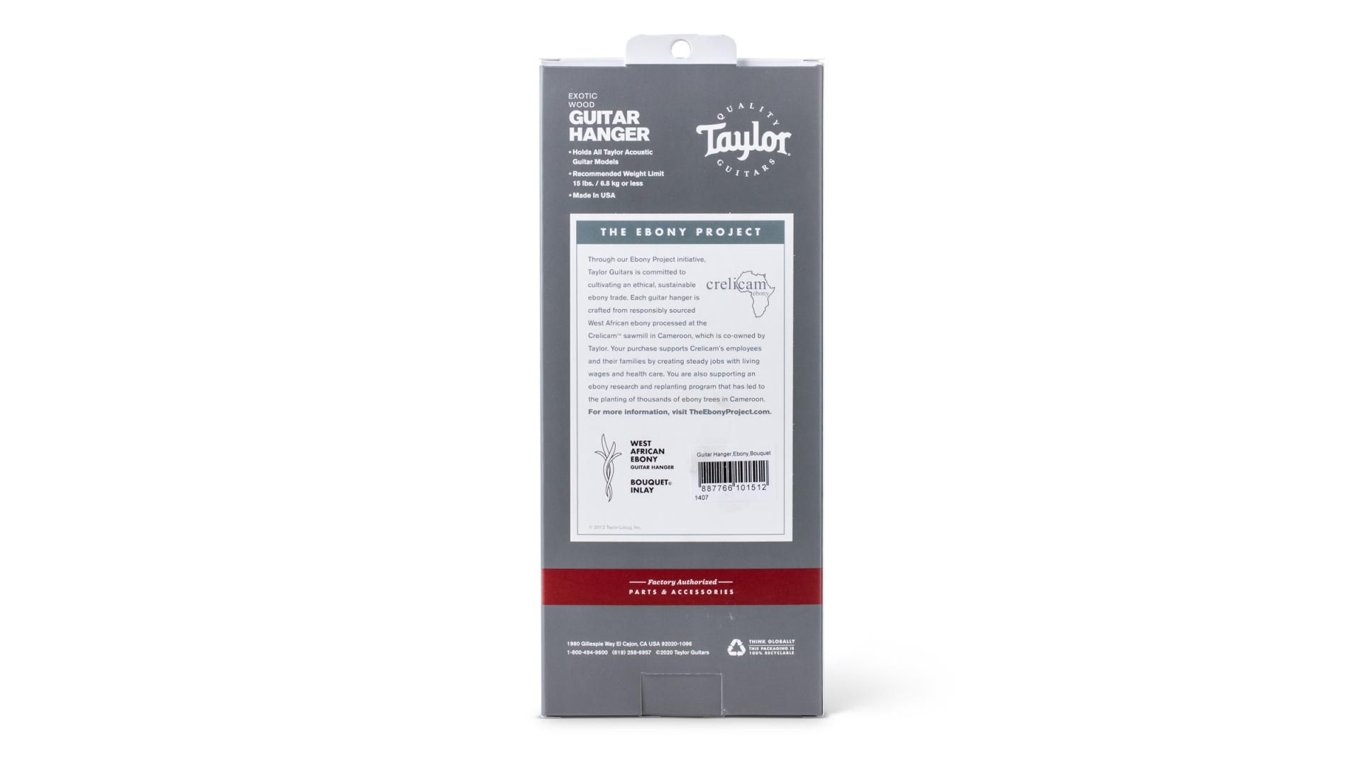 Taylor Bouquet Guitar Hanger - Ebony, Wood Inlay