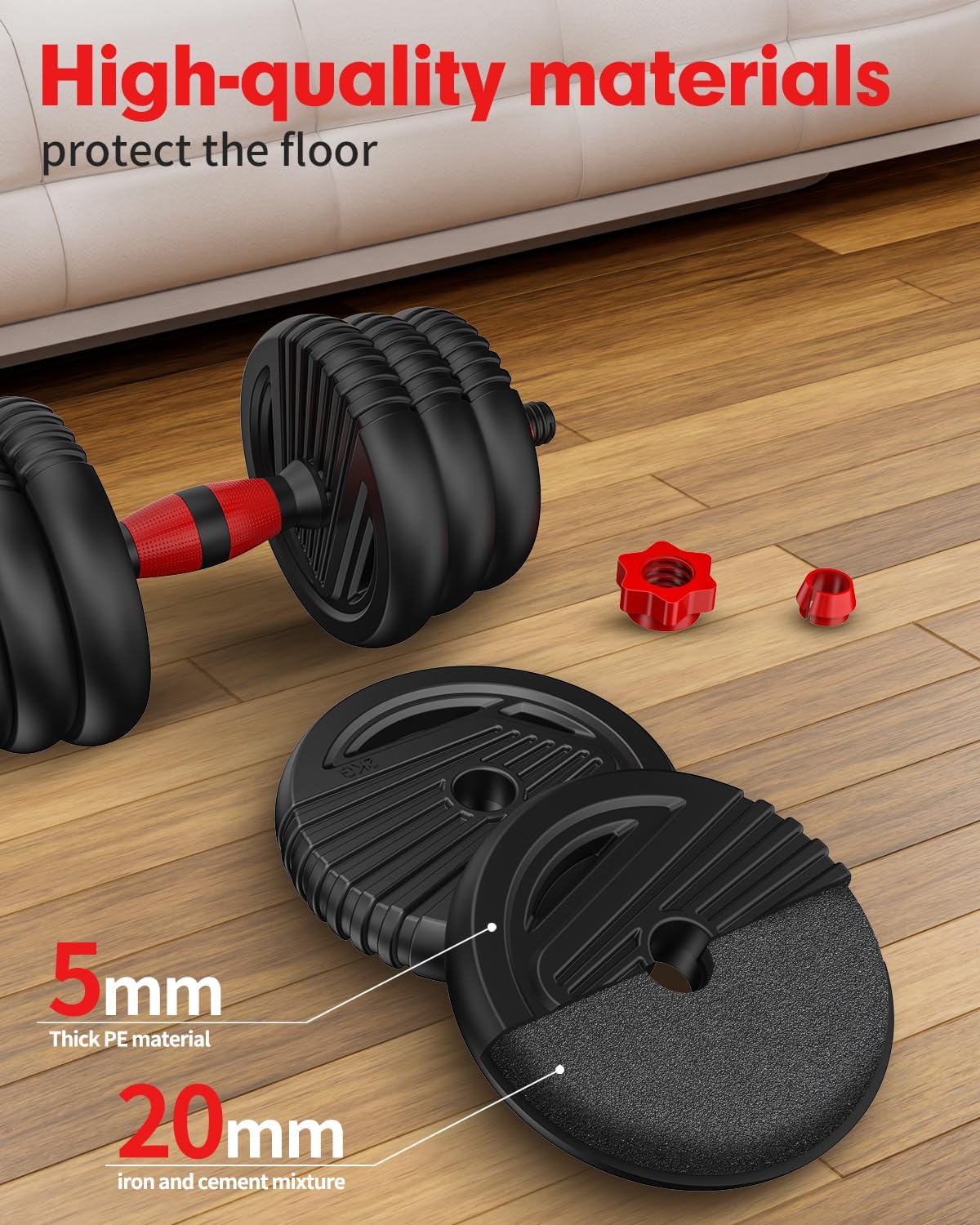 Trakmaxi Adjustable Dumbbell Set 20LBS/35LBS/55LB/70LBS Free Weights Dumbbells, 4 in 1 Weight Set, Dumbbell, Barbell, Kettlebell, Push-up