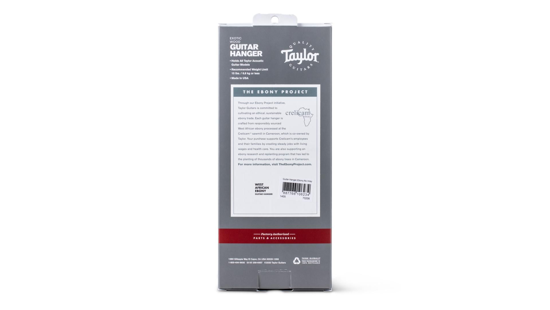 Taylor Guitar Wall Hanger - Ebony, No Inlay