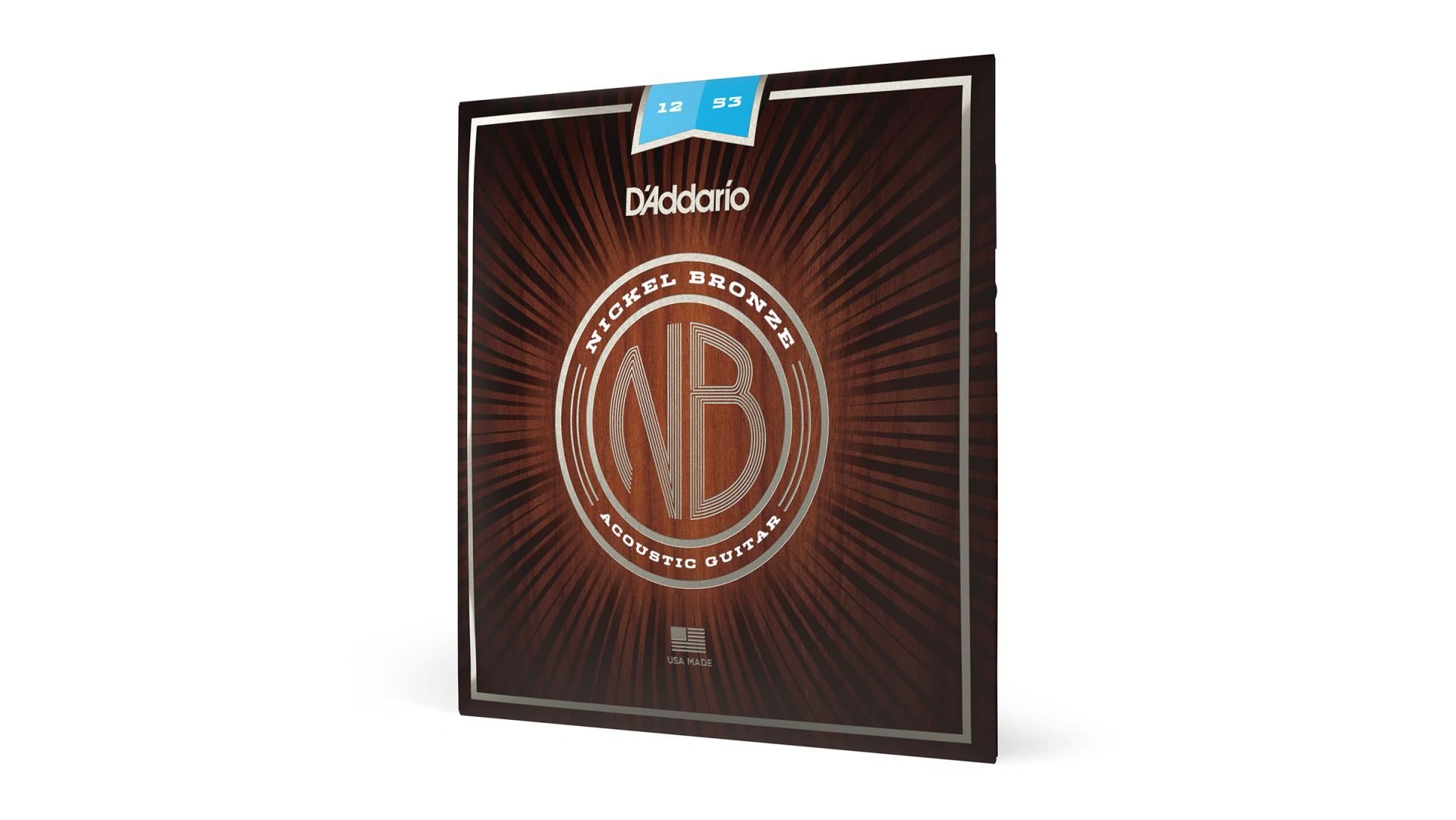 D'Addario NB1253 Nickel Bronze Acoustic Guitar Strings, Light, 12-53