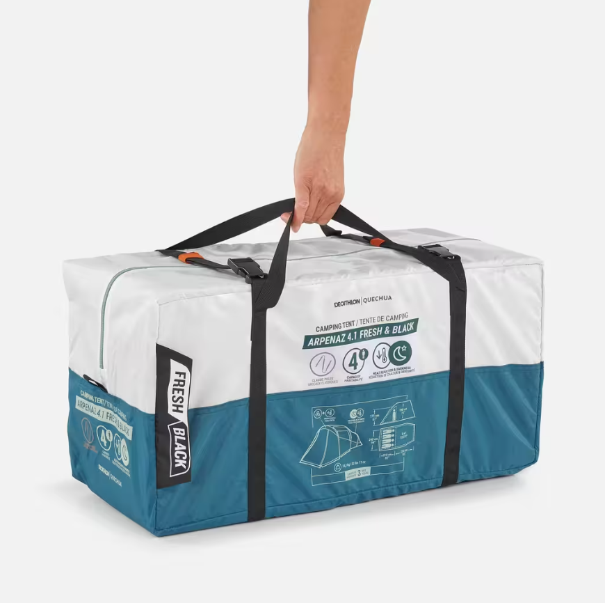 Camping Tent with Poles Arpenaz 4.1 F&B 4 Persons 1 Bedroom