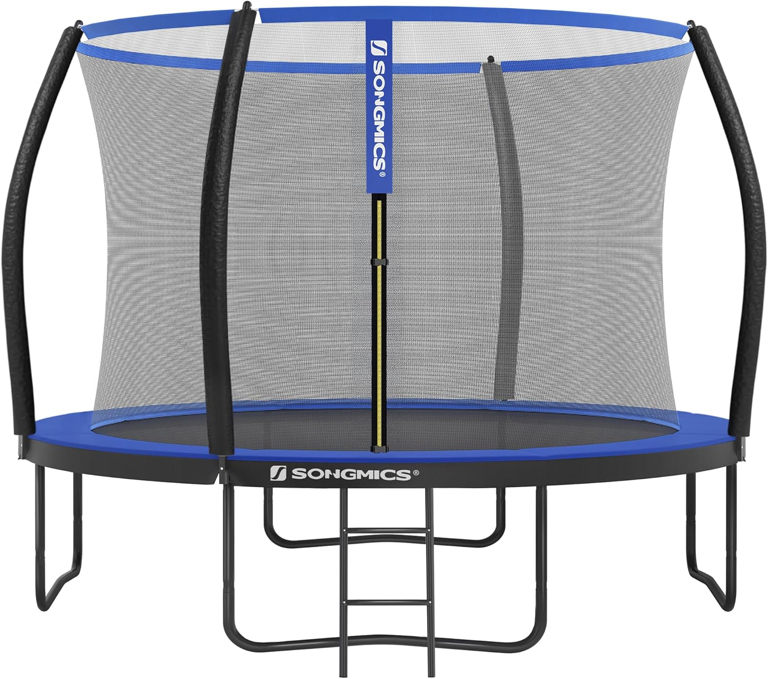 SONGMICS Trampolin Outdoor Ø 305 cm. rundes Gartentrampolin für Kinder mit Sicherheitsnetz. Randabdeckung. Leiter und gepolsterten Stangen