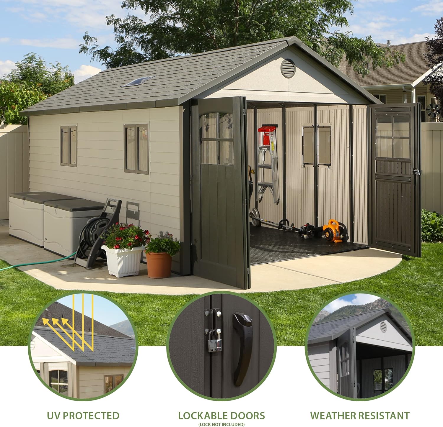 Lifetime 11 x 18.5 Ft. Outdoor Storage Shed. 11 x 18.5. Desert Sand