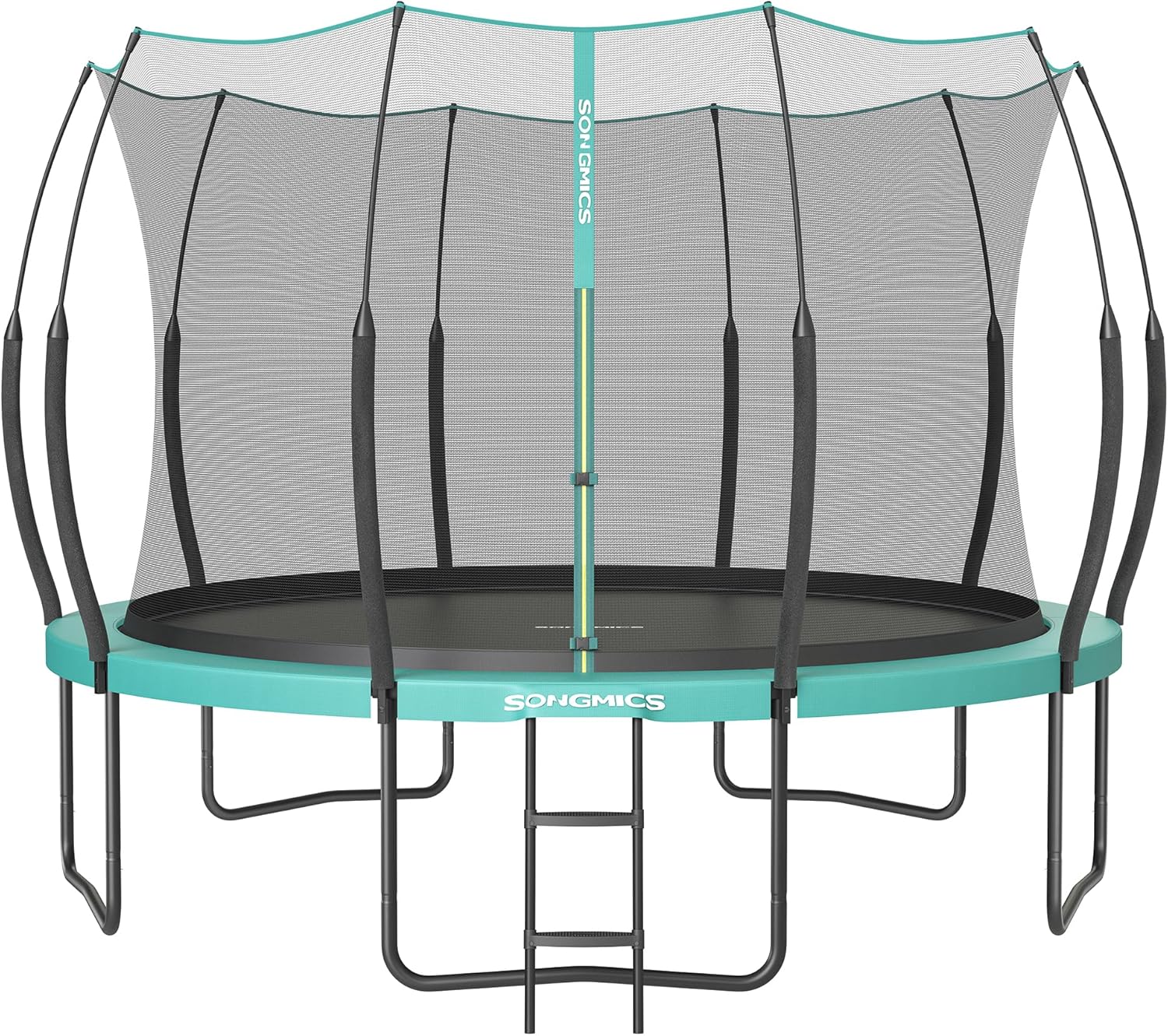 SONGMICS Federloses Trampolin Ø 366 cm. Trampolin Outdoor für Kinder. elastische Seile. Sicherheitsnetz mit Reißverschluss. Glasfaserstangen. sicher. geräuscharm