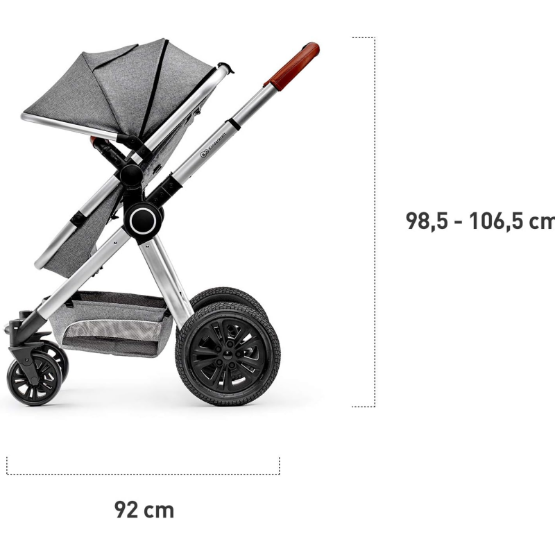 Kinderkraft VEO 3 in 1 Stroller, Combination Stroller, Compact, Pushchair, Pram, Carrycot, With Car Seat, With Accessories, Adapters, 15kg, Gray