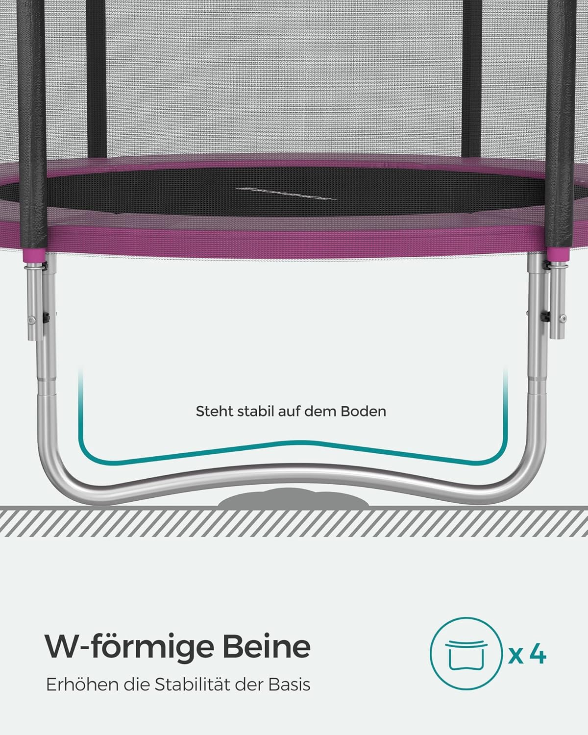 SONGMICS Trampolin Outdoor Ø 366cm. rundes Gartentrampolin mit Randabdeckung. mit Sicherheitsnetz. mit Leiter und gepolsterten Stangen