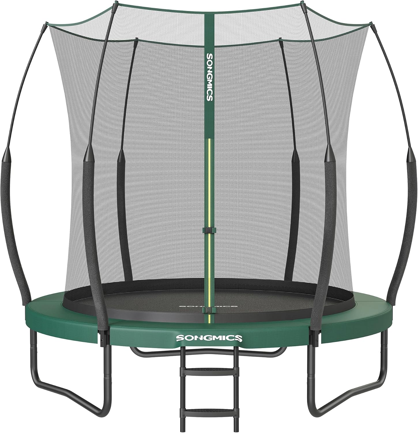 SONGMICS Federloses Trampolin Ø 244 cm. Trampolin Outdoor für Kinder. elastische Seile. Sicherheitsnetz mit Reißverschluss. Glasfaserstangen. sicher. geräuscharm