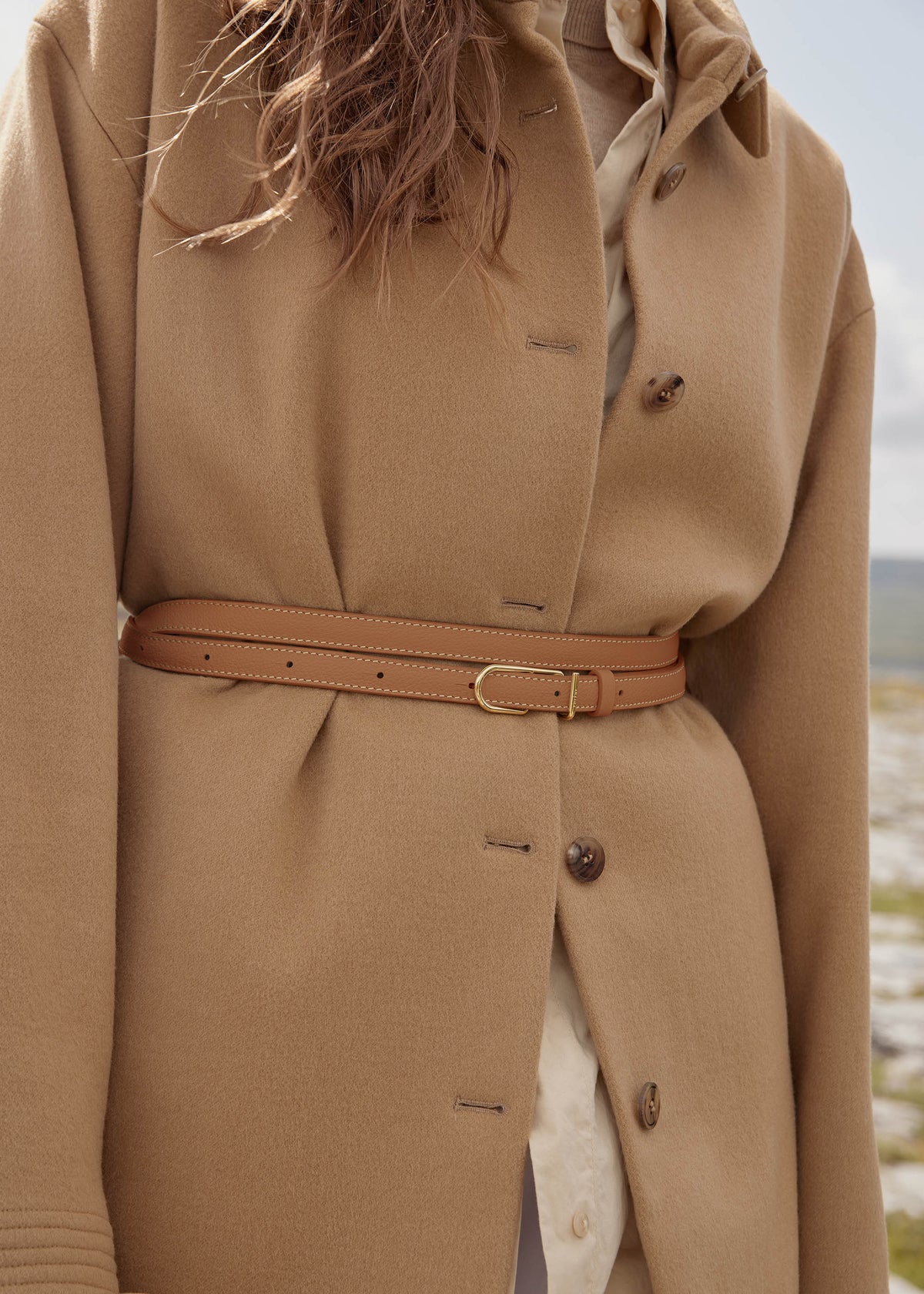 Thin Umi Belt-Edition Textured Camel