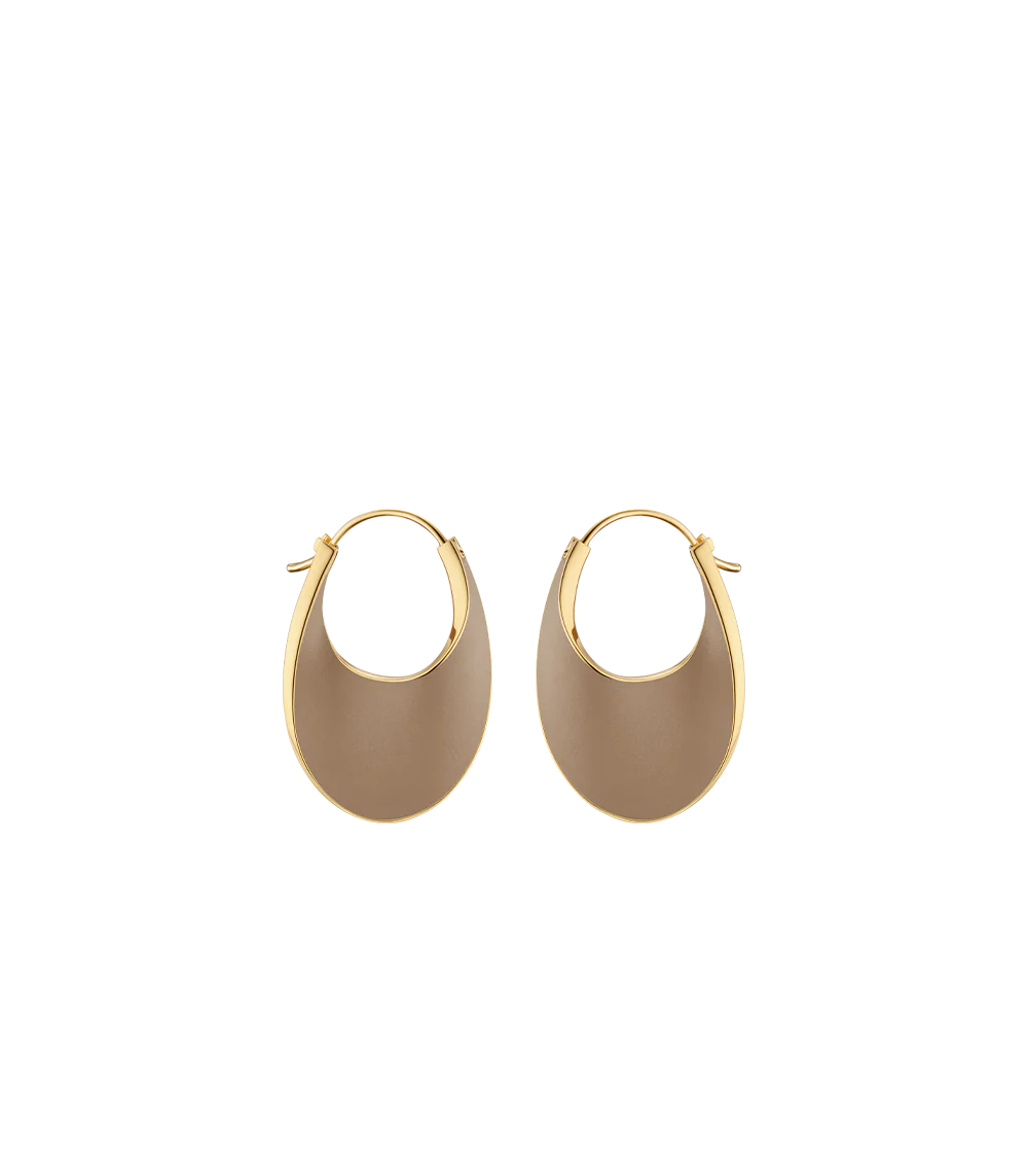 Éole Slim Hoop Earrings-Edition Taupe Leather