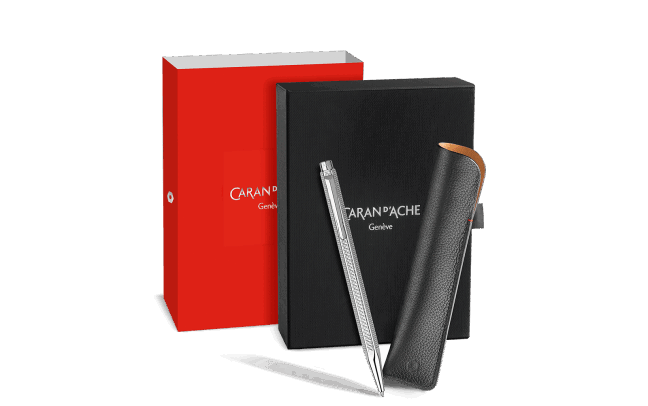ECRIDOR™ ECAILLE Platinum Set Ballpoint Pen & Leather Case – Special Edition