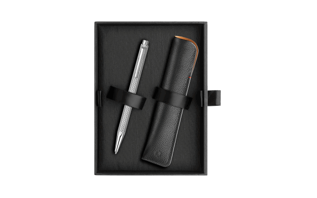 ECRIDOR™ ECAILLE Platinum Set Ballpoint Pen & Leather Case – Special Edition