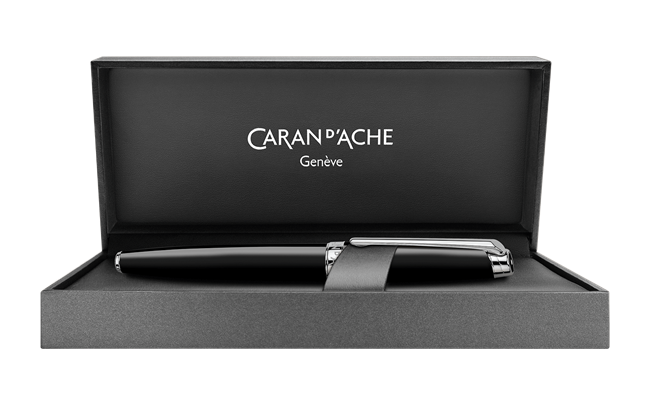 Silver-Plated, Rhodium-Coated LÉMAN™ EBONY BLACK Roller Pen