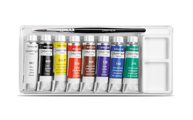 Box of 8 Tubes of Paint GOUACHE STUDIO 10 ml