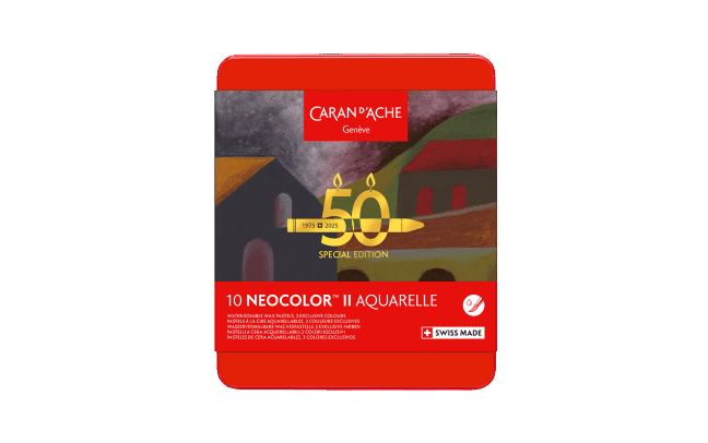 Box of 10 NEOCOLOR™ II Aquarelle Pastels 50 Years Dark – Special Edition