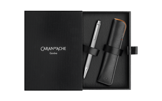ECRIDOR™ ECAILLE Platinum Set Ballpoint Pen & Leather Case – Special Edition