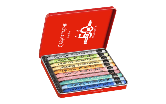 Box of 10 NEOCOLOR™ II Aquarelle Pastels 50 Years Pastel – Special Edition
