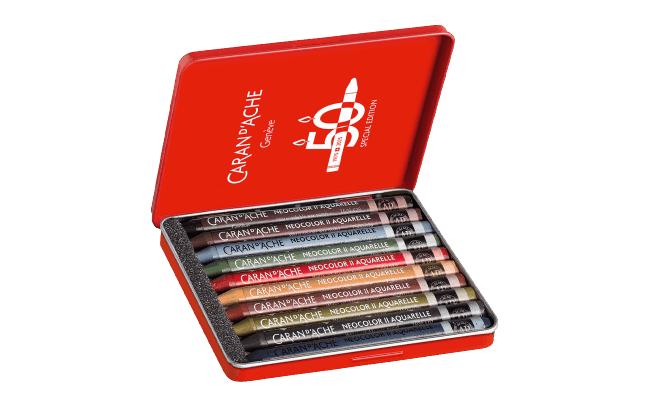 Box of 10 NEOCOLOR™ II Aquarelle Pastels 50 Years Dark – Special Edition