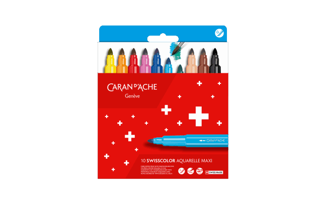 Cardboard boxe of Maxi 10 Fibre-tipped pens SWISSCOLOR