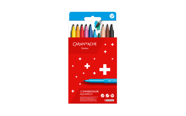Cardboard boxe of 10 Fibre-tipped pens SWISSCOLOR