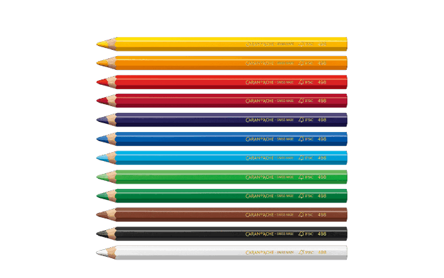 Cardboard box of 12 Maxi Colours Pencils SWISSCOLOR Water-soluble
