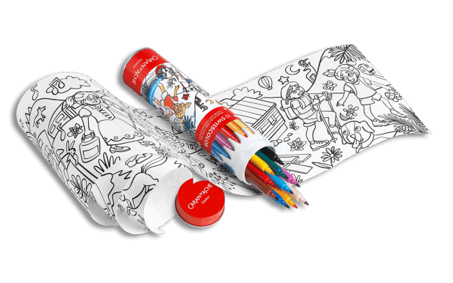 Metal tube 10 SWISSCOLOR standard Fibre-tipped Pens + Poster on the theme of Switzerland through