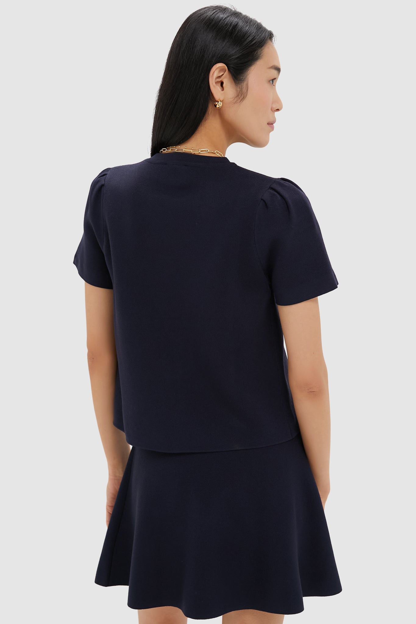 Navy Knit Short Sleeve Aubree Top