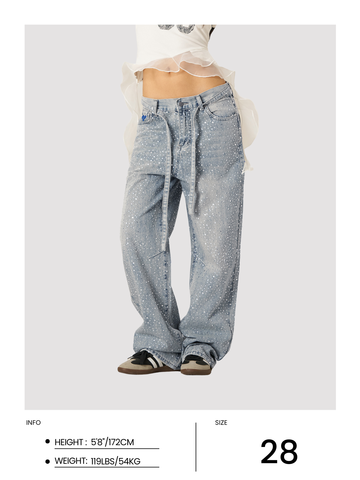 Rhinestone Baggy Jeans