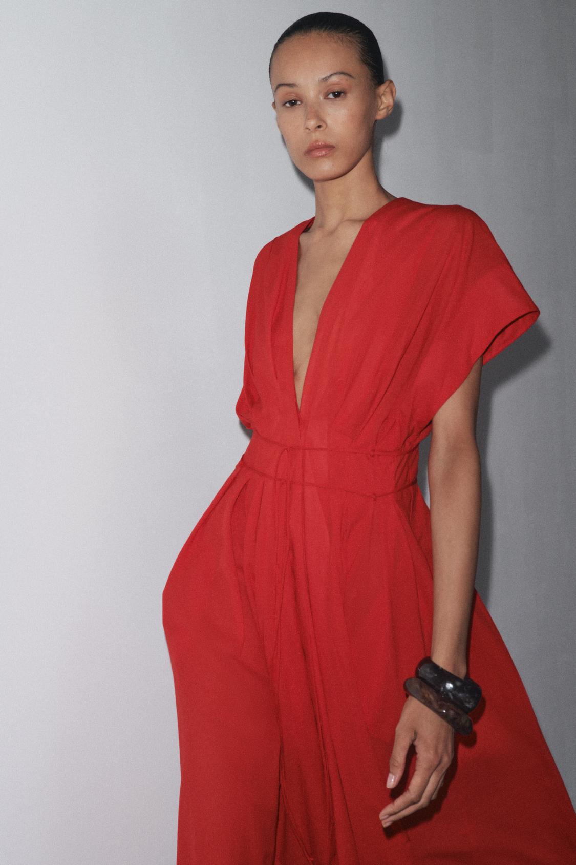 WAIST V-NECK MIDI DARTED DRESS