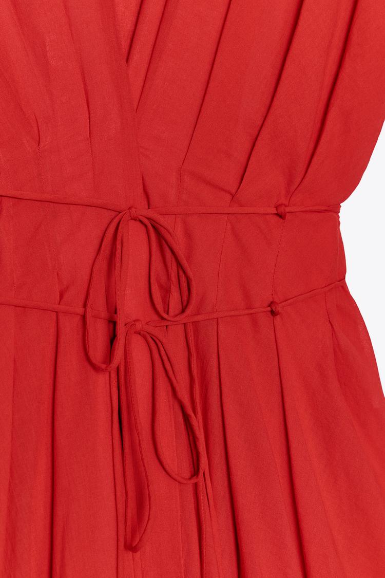 WAIST V-NECK MIDI DARTED DRESS