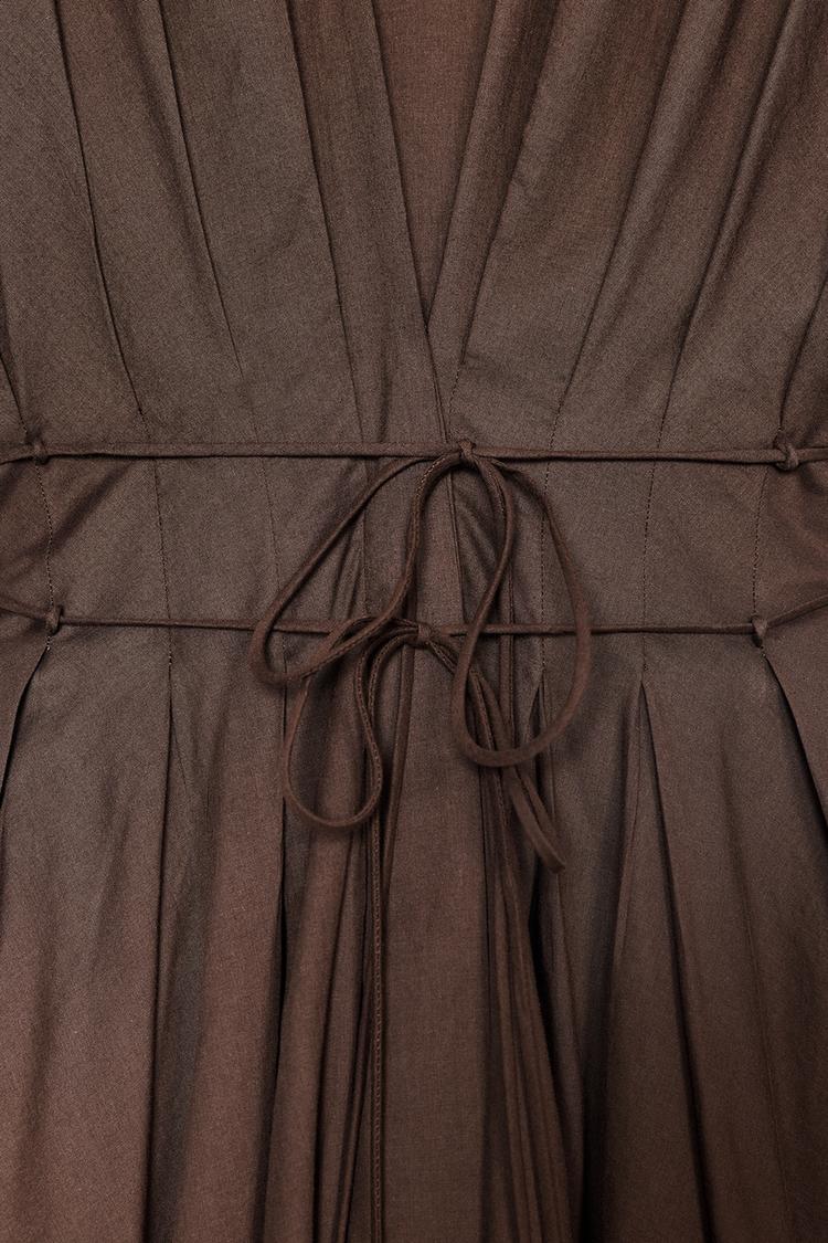 WAIST V-NECK MIDI DARTED DRESS