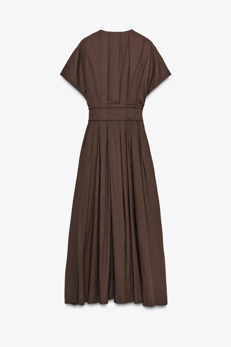 WAIST V-NECK MIDI DARTED DRESS