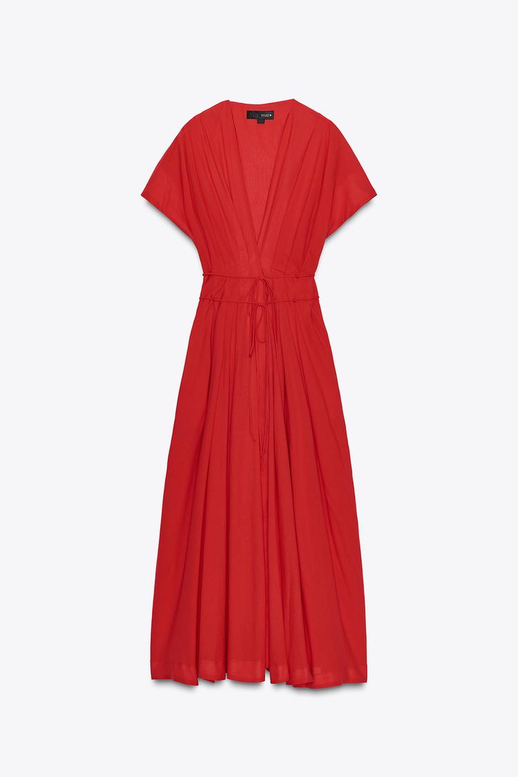 WAIST V-NECK MIDI DARTED DRESS
