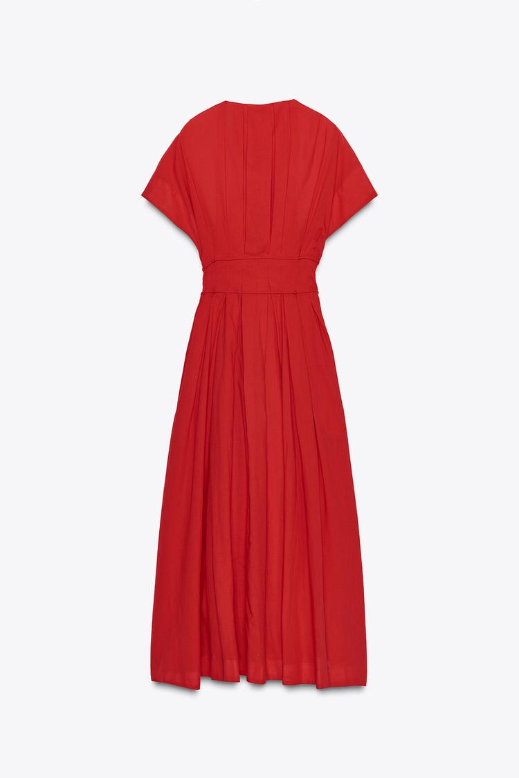 WAIST V-NECK MIDI DARTED DRESS