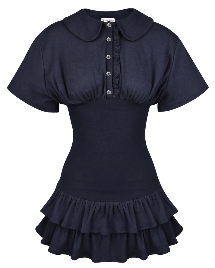 Collar Fitted Frill Dress