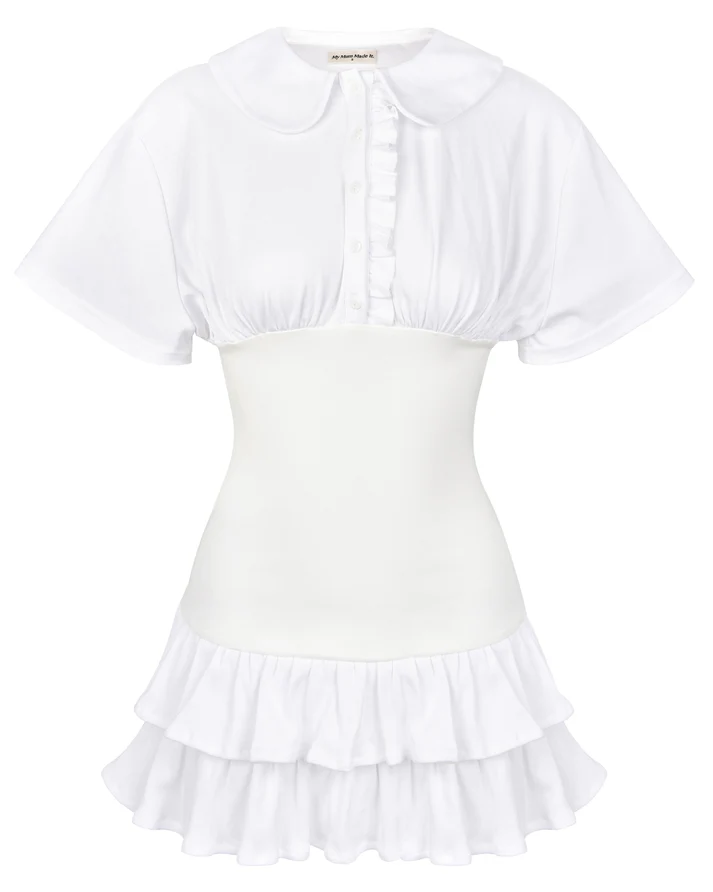 Collar Fitted Frill Dress